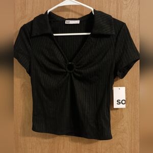 Black crop top with keyhole